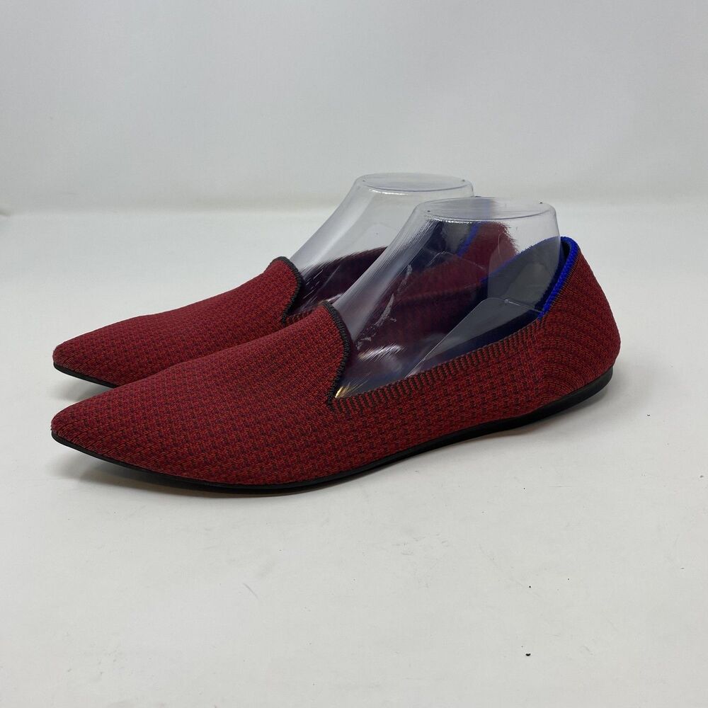 Rothy's Shoes Womens Size 11 Red Knit The Point Flats Slip On Casual Comfort